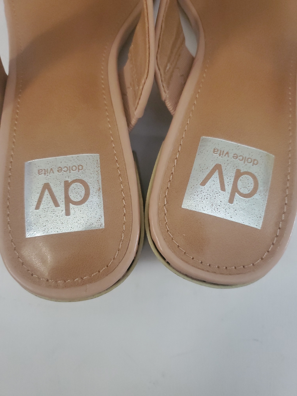 Dolce Vita Beige Square-Toe Thong Mules - Picture 3 of 6